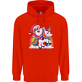 Christmas Santa Claus On a Unicorn Xmas Mens 80% Cotton Hoodie Bright Red