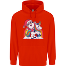 Christmas Santa Claus On a Unicorn Xmas Mens 80% Cotton Hoodie Bright Red