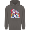 Christmas Santa Claus On a Unicorn Xmas Mens 80% Cotton Hoodie Charcoal