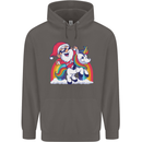 Christmas Santa Claus On a Unicorn Xmas Mens 80% Cotton Hoodie Charcoal