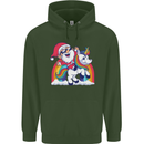 Christmas Santa Claus On a Unicorn Xmas Mens 80% Cotton Hoodie Forest Green