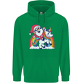 Christmas Santa Claus On a Unicorn Xmas Mens 80% Cotton Hoodie Irish Green