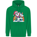 Christmas Santa Claus On a Unicorn Xmas Mens 80% Cotton Hoodie Irish Green