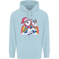 Christmas Santa Claus On a Unicorn Xmas Mens 80% Cotton Hoodie Light Blue
