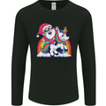 Christmas Santa Claus On a Unicorn Xmas Mens Long Sleeve T-Shirt Black