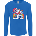 Christmas Santa Claus On a Unicorn Xmas Mens Long Sleeve T-Shirt Royal Blue