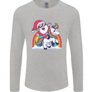 Christmas Santa Claus On a Unicorn Xmas Mens Long Sleeve T-Shirt Sports Grey
