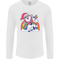Christmas Santa Claus On a Unicorn Xmas Mens Long Sleeve T-Shirt White