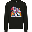 Christmas Santa Claus On a Unicorn Xmas Mens Sweatshirt Jumper Black