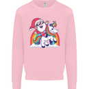 Christmas Santa Claus On a Unicorn Xmas Mens Sweatshirt Jumper Light Pink