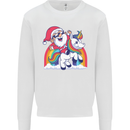 Christmas Santa Claus On a Unicorn Xmas Mens Sweatshirt Jumper White