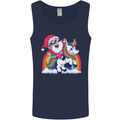 Christmas Santa Claus On a Unicorn Xmas Mens Vest Tank Top Navy Blue