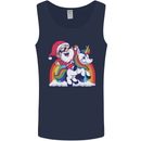 Christmas Santa Claus On a Unicorn Xmas Mens Vest Tank Top Navy Blue