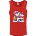 Christmas Santa Claus On a Unicorn Xmas Mens Vest Tank Top Red