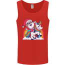 Christmas Santa Claus On a Unicorn Xmas Mens Vest Tank Top Red