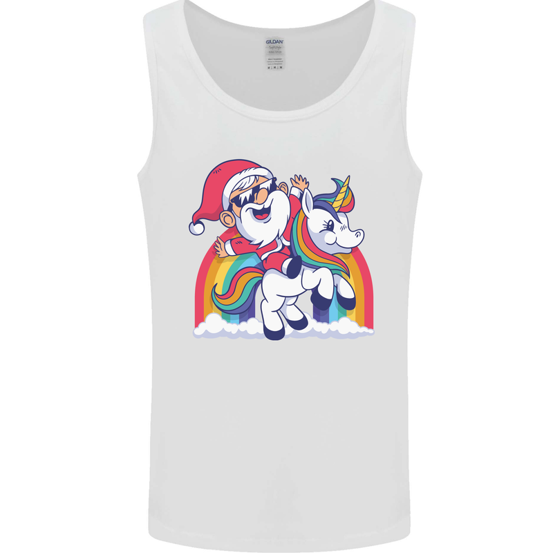 Christmas Santa Claus On a Unicorn Xmas Mens Vest Tank Top White