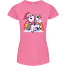 Christmas Santa Claus On a Unicorn Xmas Womens Petite Cut T-Shirt Azalea