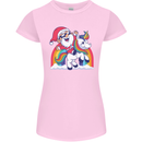Christmas Santa Claus On a Unicorn Xmas Womens Petite Cut T-Shirt Light Pink
