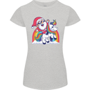 Christmas Santa Claus On a Unicorn Xmas Womens Petite Cut T-Shirt Sports Grey