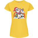 Christmas Santa Claus On a Unicorn Xmas Womens Petite Cut T-Shirt Yellow