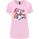 Christmas Santa Claus On a Unicorn Xmas Womens Wider Cut T-Shirt Light Pink