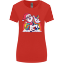 Christmas Santa Claus On a Unicorn Xmas Womens Wider Cut T-Shirt Red