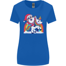 Christmas Santa Claus On a Unicorn Xmas Womens Wider Cut T-Shirt Royal Blue