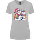 Christmas Santa Claus On a Unicorn Xmas Womens Wider Cut T-Shirt Sports Grey