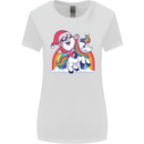 Christmas Santa Claus On a Unicorn Xmas Womens Wider Cut T-Shirt White
