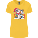 Christmas Santa Claus On a Unicorn Xmas Womens Wider Cut T-Shirt Yellow