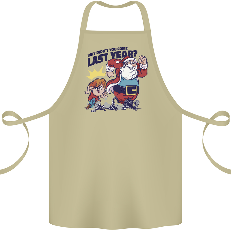 Christmas Santa Naughty List Funny Xmas Cotton Apron 100% Organic Khaki
