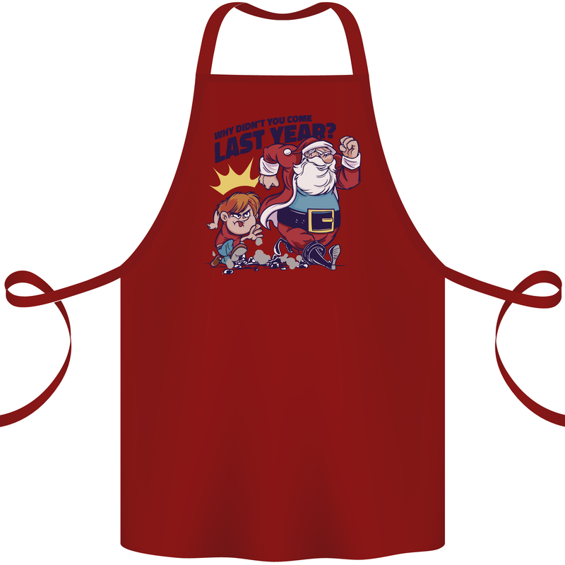 Christmas Santa Naughty List Funny Xmas Cotton Apron 100% Organic Maroon