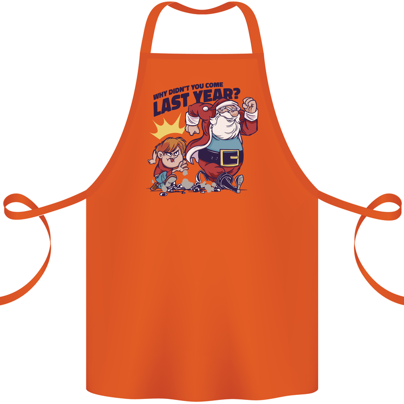 Christmas Santa Naughty List Funny Xmas Cotton Apron 100% Organic Orange