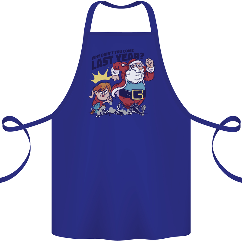 Christmas Santa Naughty List Funny Xmas Cotton Apron 100% Organic Royal Blue
