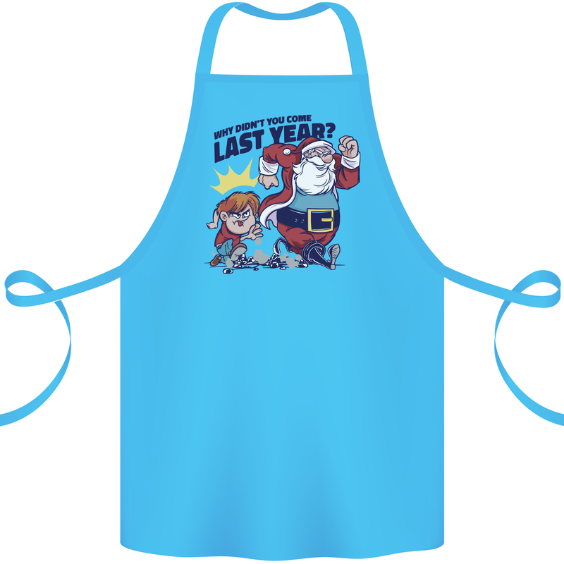 Christmas Santa Naughty List Funny Xmas Cotton Apron 100% Organic Turquoise