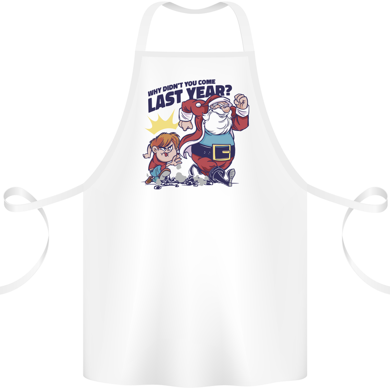 Christmas Santa Naughty List Funny Xmas Cotton Apron 100% Organic White