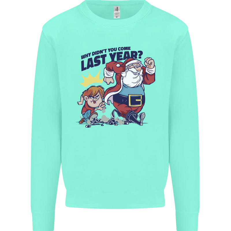 Christmas Santa Naughty List Funny Xmas Kids Sweatshirt Jumper Peppermint