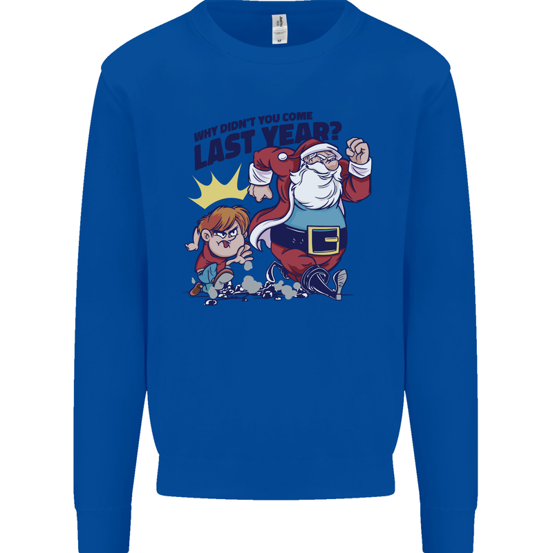 Christmas Santa Naughty List Funny Xmas Kids Sweatshirt Jumper Royal Blue