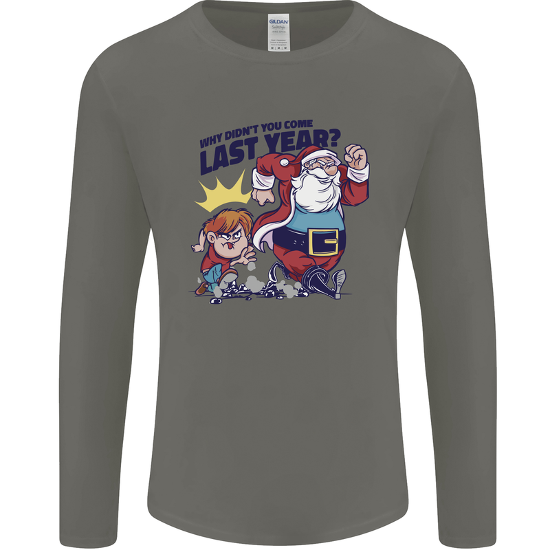 Christmas Santa Naughty List Funny Xmas Mens Long Sleeve T-Shirt Charcoal