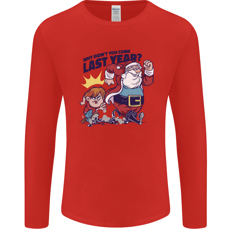 Christmas Santa Naughty List Funny Xmas Mens Long Sleeve T-Shirt Red