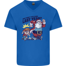 Christmas Santa Naughty List Funny Xmas Mens V-Neck Cotton T-Shirt Royal Blue