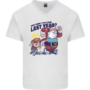 Christmas Santa Naughty List Funny Xmas Mens V-Neck Cotton T-Shirt White