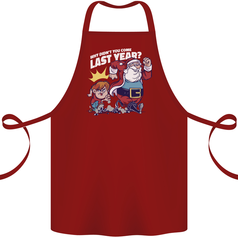 Christmas Santa Naughty List Xmas Funny Cotton Apron 100% Organic Maroon