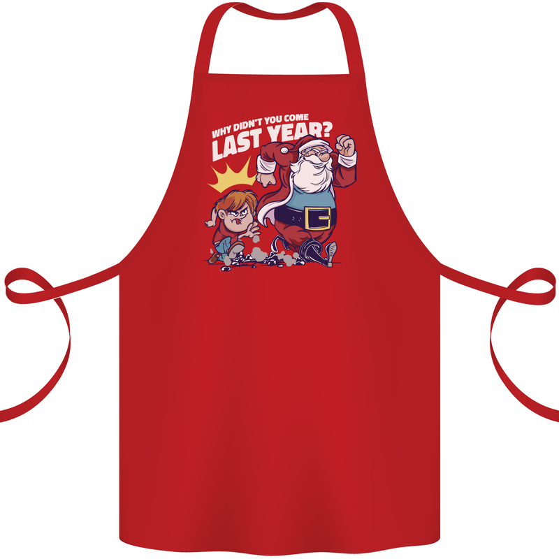 Christmas Santa Naughty List Xmas Funny Cotton Apron 100% Organic Red