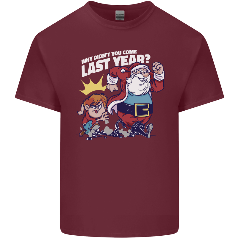 Christmas Santa Naughty List Xmas Funny Mens Cotton T-Shirt Tee Top Maroon