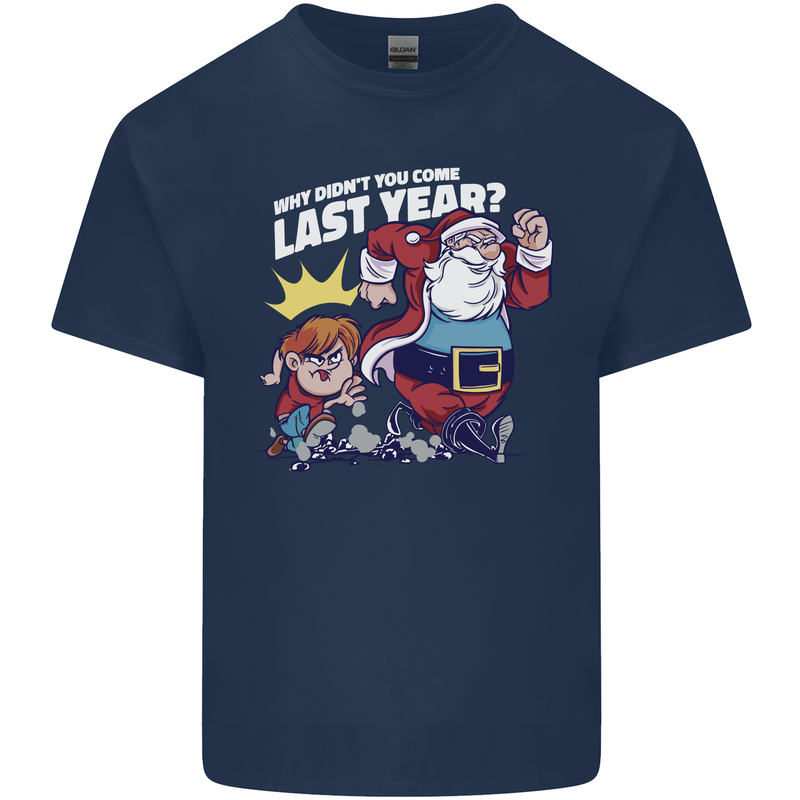 Christmas Santa Naughty List Xmas Funny Mens Cotton T-Shirt Tee Top Navy Blue