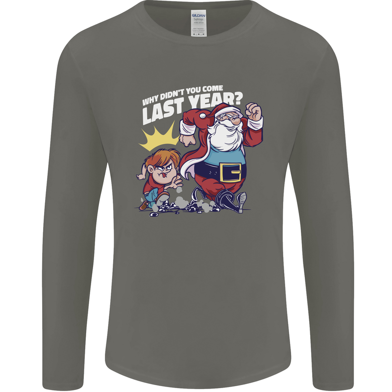 Christmas Santa Naughty List Xmas Funny Mens Long Sleeve T-Shirt Charcoal