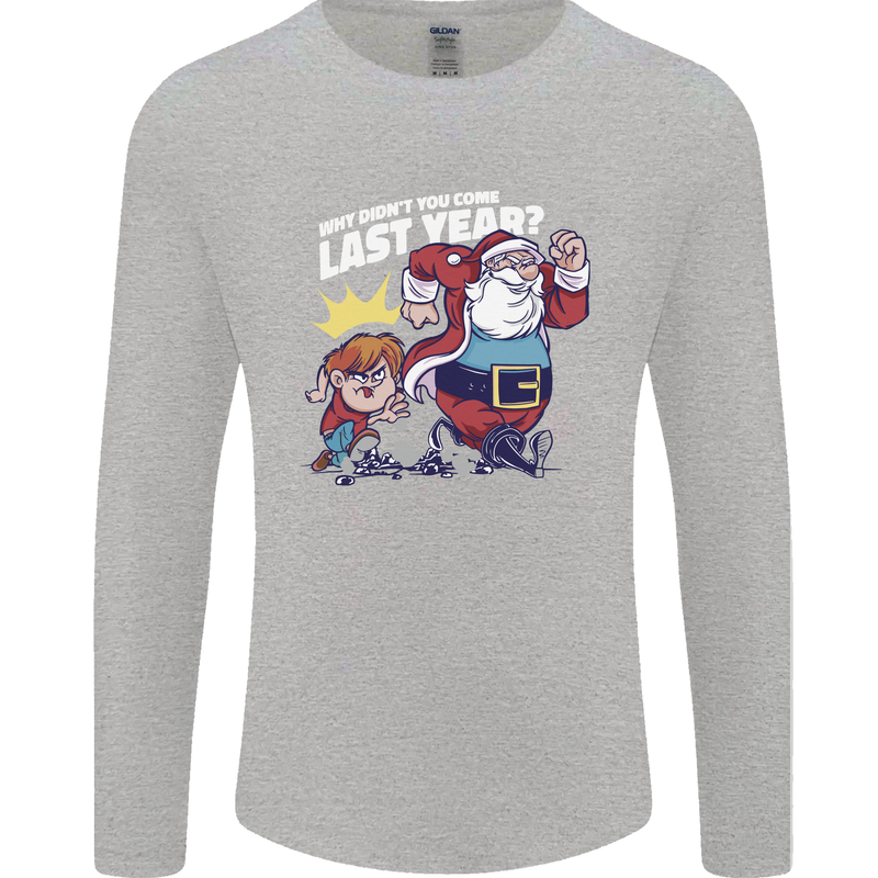 Christmas Santa Naughty List Xmas Funny Mens Long Sleeve T-Shirt Sports Grey