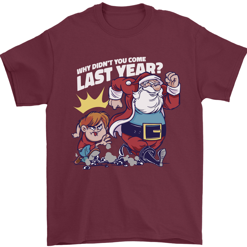 Christmas Santa Naughty List Xmas Funny Mens T-Shirt 100% Cotton Maroon