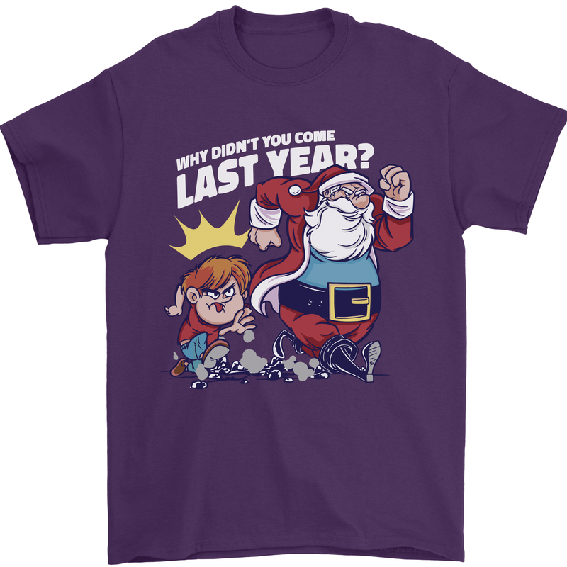 Christmas Santa Naughty List Xmas Funny Mens T-Shirt 100% Cotton Purple